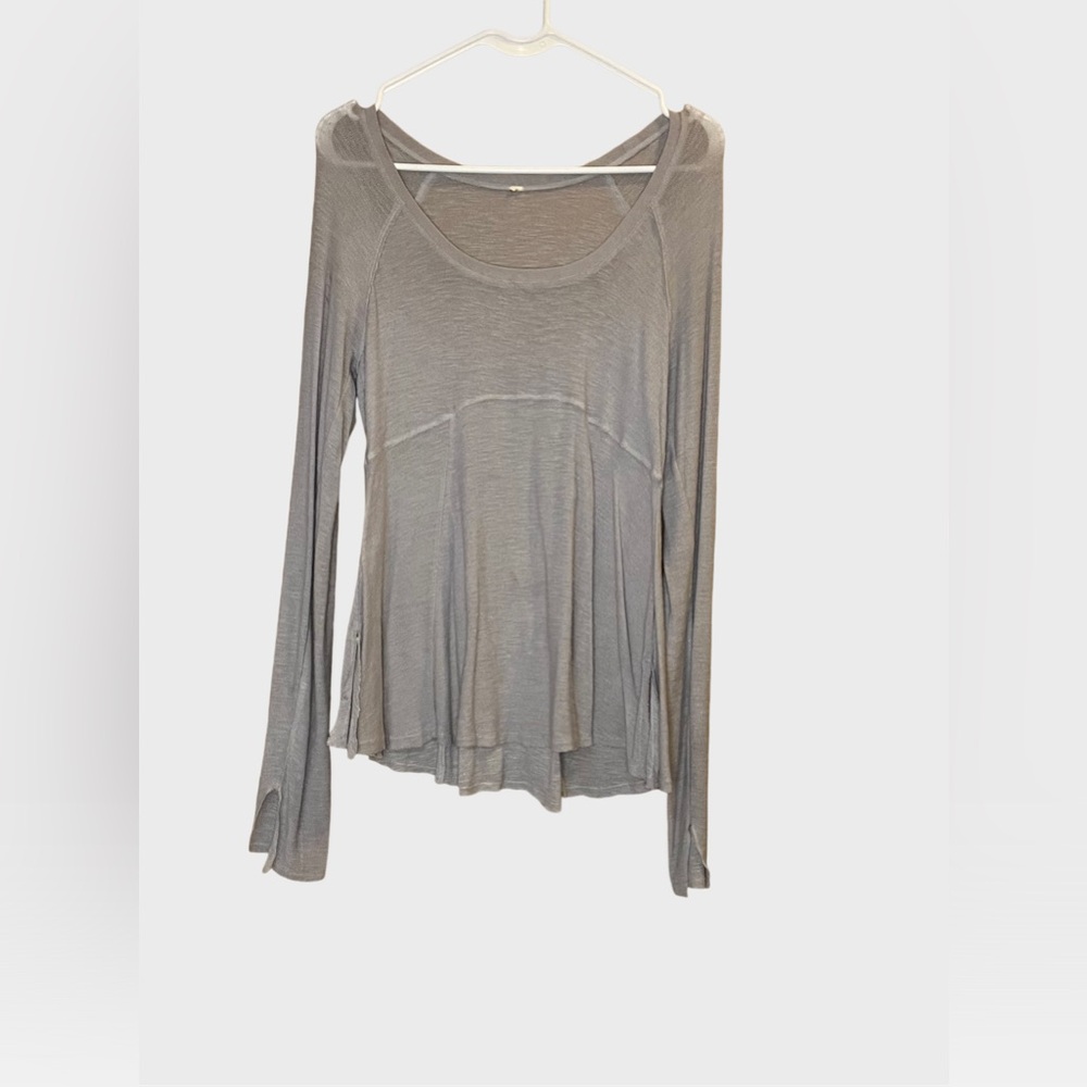 Gray thin long sleeved light weight pullover. See through material.